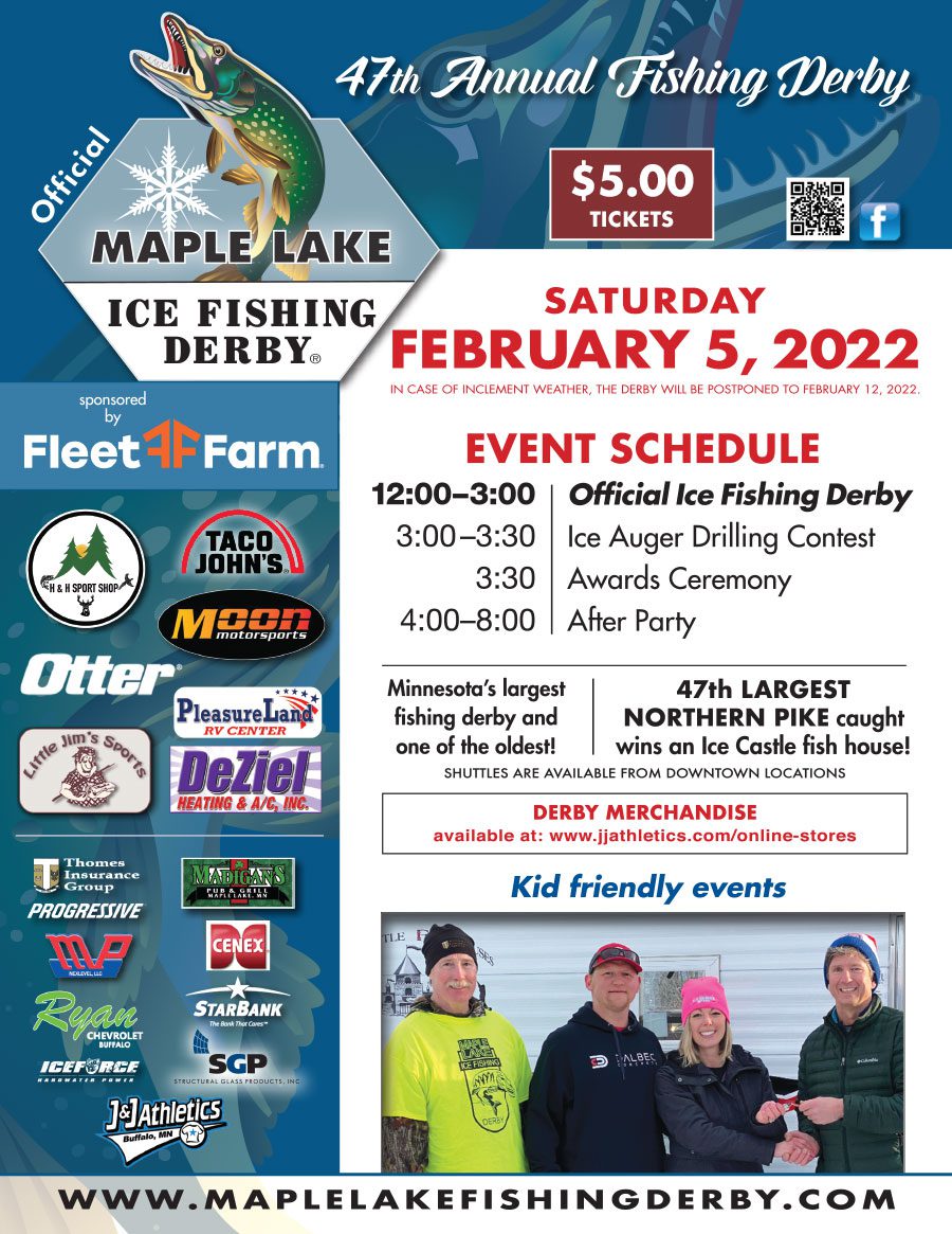 2022 Maple Lake Ice Fishing Derby Event Schedule