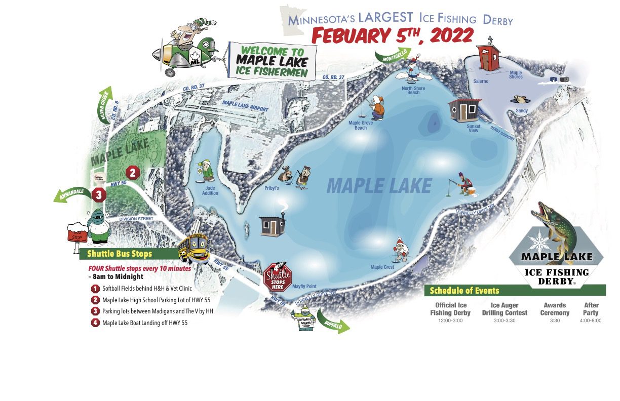 2022 Maple Lake Ice Fishing Derby Map